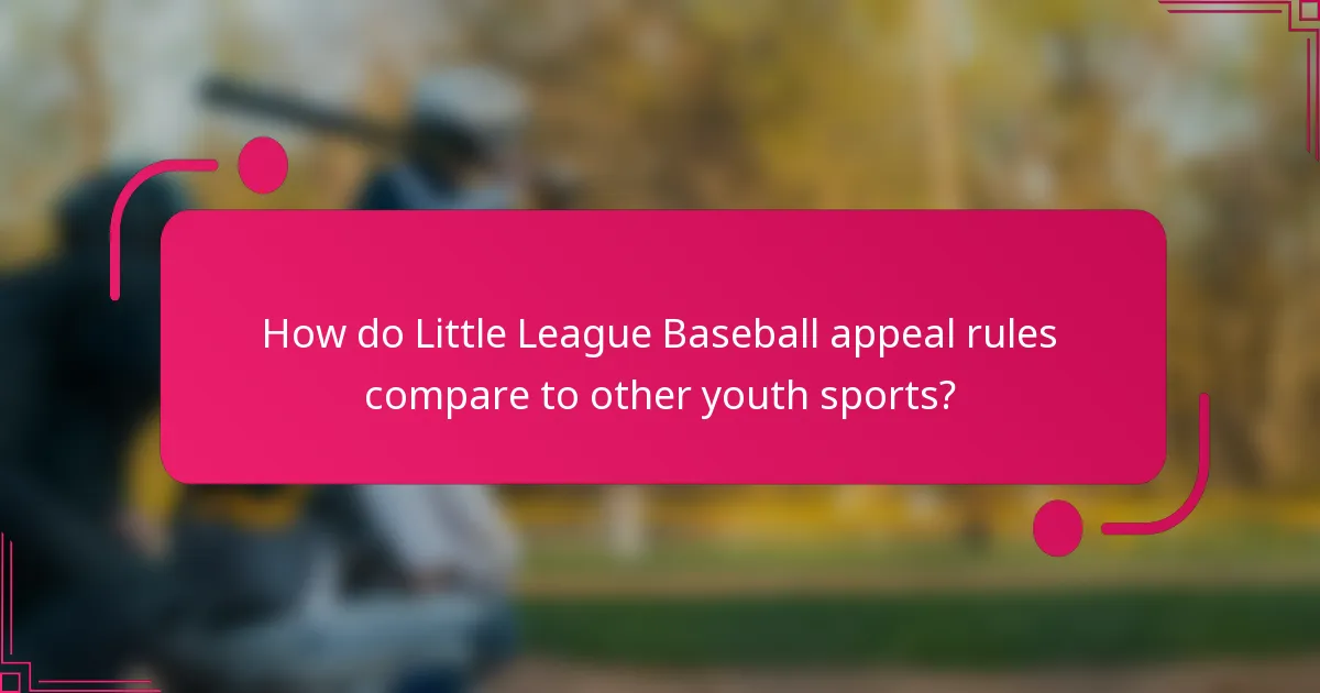 How do Little League Baseball appeal rules compare to other youth sports?