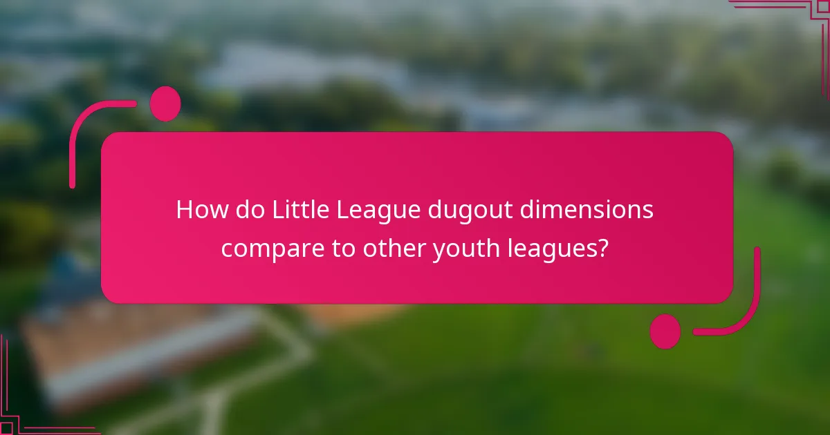 How do Little League dugout dimensions compare to other youth leagues?