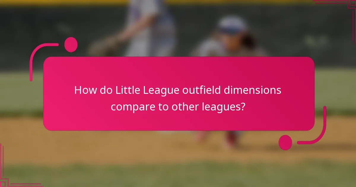 How do Little League outfield dimensions compare to other leagues?